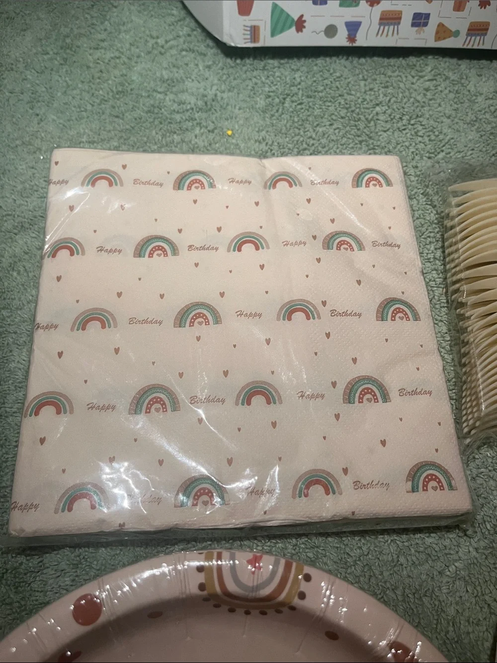 Blush Pink Rainbow Disposable Party Tableware Set - 16 Pieces